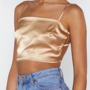 Nasty Gal gold tie top